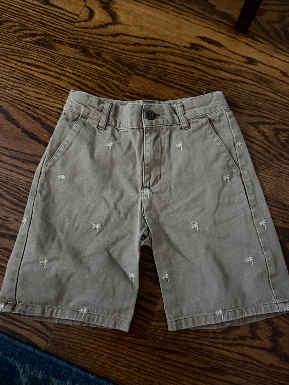 Men's Palm Embroidered Cotton Shorts - Khaki